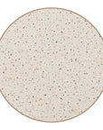 24" Beige and Gold Faux Terrazzo and Steel Rounded Bar Table
