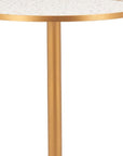 24" Beige and Gold Faux Terrazzo and Steel Rounded Bar Table