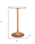 24" Beige and Gold Faux Terrazzo and Steel Rounded Bar Table