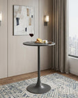 24" Black Faux Terrazzo and Steel Rounded Bar Table