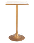 24" Beige and Gold Faux Terrazzo and Steel Square Bar Table