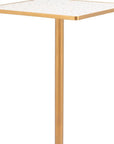 24" Beige and Gold Faux Terrazzo and Steel Square Bar Table