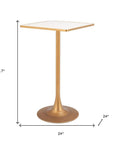 24" Beige and Gold Faux Terrazzo and Steel Square Bar Table