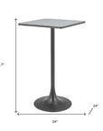24" Gray and Black Faux Terrazzo and Steel Square Bar Table