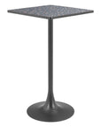 24" Black Faux Terrazzo and Steel Square Bar Table