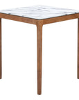 32" White and Natural Faux Marble and Solid Wood Square Bar Table