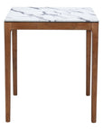 32" White and Natural Faux Marble and Solid Wood Square Bar Table