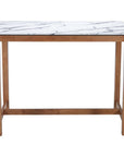 48" White and Natural Faux Marble and Solid Wood Rectangular Bar Table