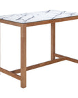 48" White and Natural Faux Marble and Solid Wood Rectangular Bar Table