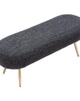 48" Black And Gold Velvet And Steel Upholstered Bench