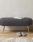 48" Black And Gold Velvet And Steel Upholstered Bench