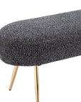 48" Black And Gold Velvet And Steel Upholstered Bench