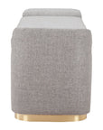 48" Gray And Gold Fabric Upholstered Storage Bench With Flip Top