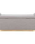 48" Gray And Gold Fabric Upholstered Storage Bench With Flip Top