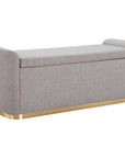 48" Gray And Gold Fabric Upholstered Storage Bench With Flip Top