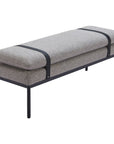 48" Gray And Black Fabric And Steel Upholstered Bench