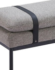 48" Gray And Black Fabric And Steel Upholstered Bench