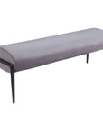 54" Gray And Black Velvet And Steel Upholstered Specialty Bench