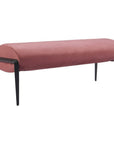 54" Brown And Black Velvet And Steel Upholstered Bench