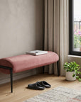 54" Brown And Black Velvet And Steel Upholstered Bench