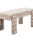 40" Beige And Brown Geometric Fabric Plastic And Solid Wood Upholstered Dining Bench