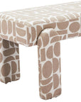 40" Beige And Brown Geometric Fabric Plastic And Solid Wood Upholstered Dining Bench