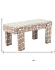 40" Beige And Brown Geometric Fabric Plastic And Solid Wood Upholstered Dining Bench