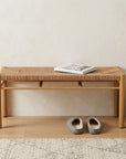 48" Natural Metal And Faux Rattan Garden Patio Bench