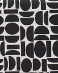 49" Black And White Geometric Fabric and Solid Wood Upholstered Bench