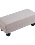 45" Gray And Black Fabric And Solid Wood Upholstered Bench