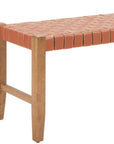 48" Tan and Natural Genuine Leather and Solid Wood Upholstered Dining Bench