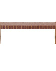 48" Tan and Natural Genuine Leather and Solid Wood Upholstered Dining Bench