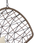 35" Brown Steel Outdoor Egg Chair with Beige Cushion