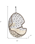 35" Brown Steel Outdoor Egg Chair with Beige Cushion