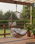 35" Gray Steel Outdoor Egg Chair
