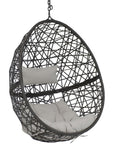 38" Black Steel Outdoor Egg Chair with Gray Cushion