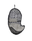 32" Black Steel Outdoor Egg Chair with Gray Cushion