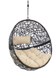 38" Black Steel Outdoor Egg Chair with Yellow Cushion
