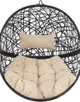 38" Black Steel Outdoor Egg Chair with Yellow Cushion