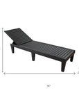 Set of Two Black Heavy Duty Plastic Five Position Adjustable Outdoor Chaise Lounges