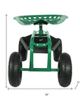 22" Green Steel Garden Stool