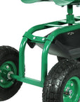 22" Green Steel Garden Stool