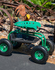 22" Green Steel Garden Stool