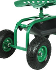22" Green Steel Garden Stool