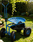 20" Blue Steel Garden Stool