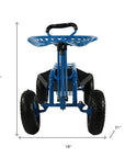 22" Blue Steel Garden Stool