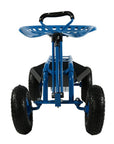 22" Blue Steel Garden Stool