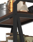 56" Black And Brown Metal and Wood Four Tier Etagere Bookcase