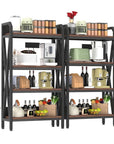 56" Black And Brown Metal and Wood Four Tier Etagere Bookcase