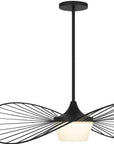 34" Black Aluminum Geometric Wavy LED Dimmable Outdoor Hanging Light